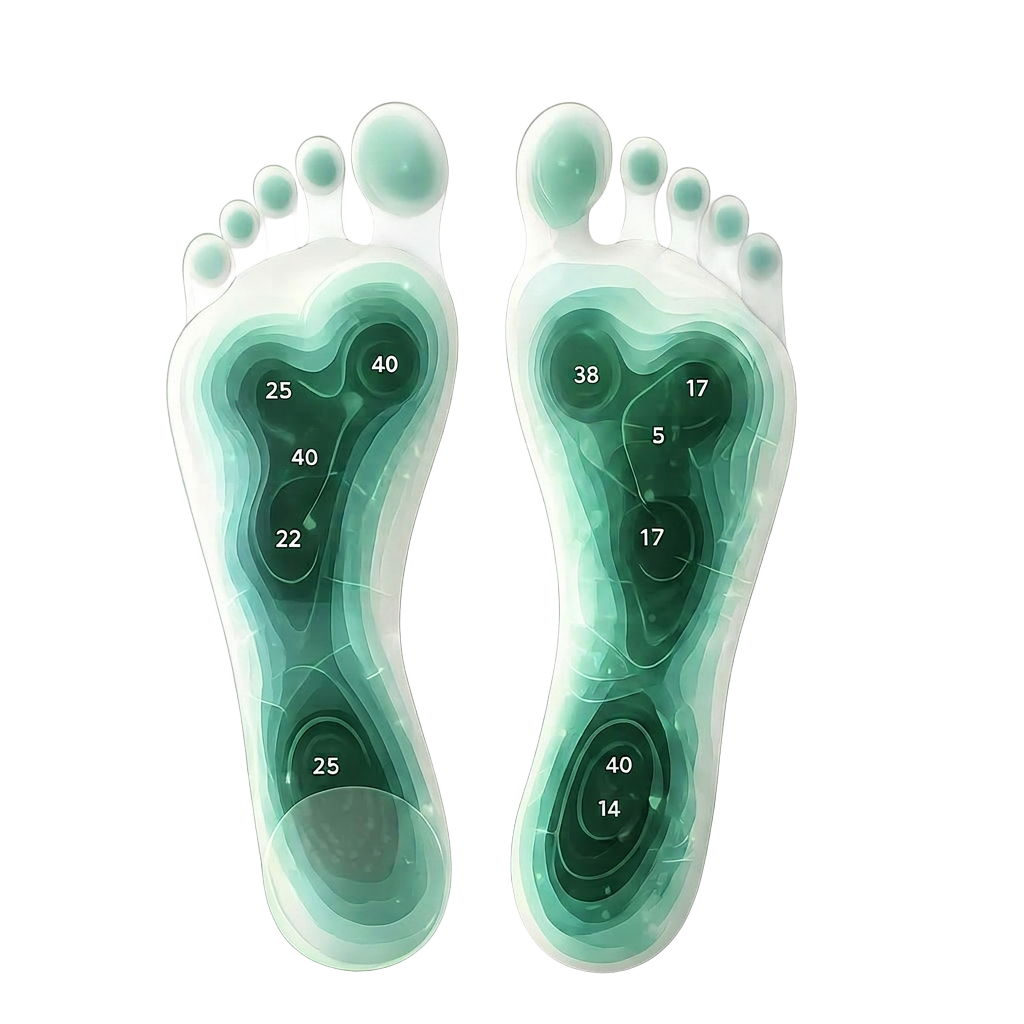Foot pressure heatmap with live readings